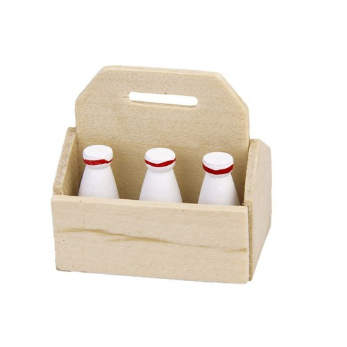 Wooden mini house milk rack - wooden,