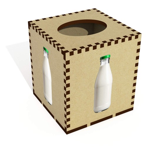 Square milk bottle - bottle, green