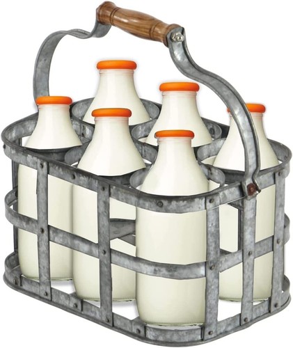Galvanised milk bottle holder - bottle,