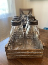 Wooden milk crate w/ 4 glass